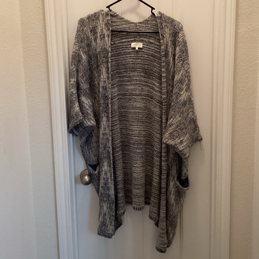 Lucky Brand Heathered Gray Open-Front Poncho